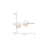 14k White Gold Stud Earrings with Round Freshwater Pearls, Classic Minimalist Design for Women