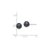 14k White Gold Stud Earrings with Black Cultured Akoya Pearls, Minimalist Formal Style