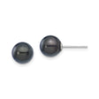 14k White Gold Stud Earrings with Black Cultured Akoya Pearls, Minimalist Formal Style