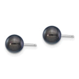 14k White Gold Stud Earrings with Black Freshwater Cultured Pearls for Women
