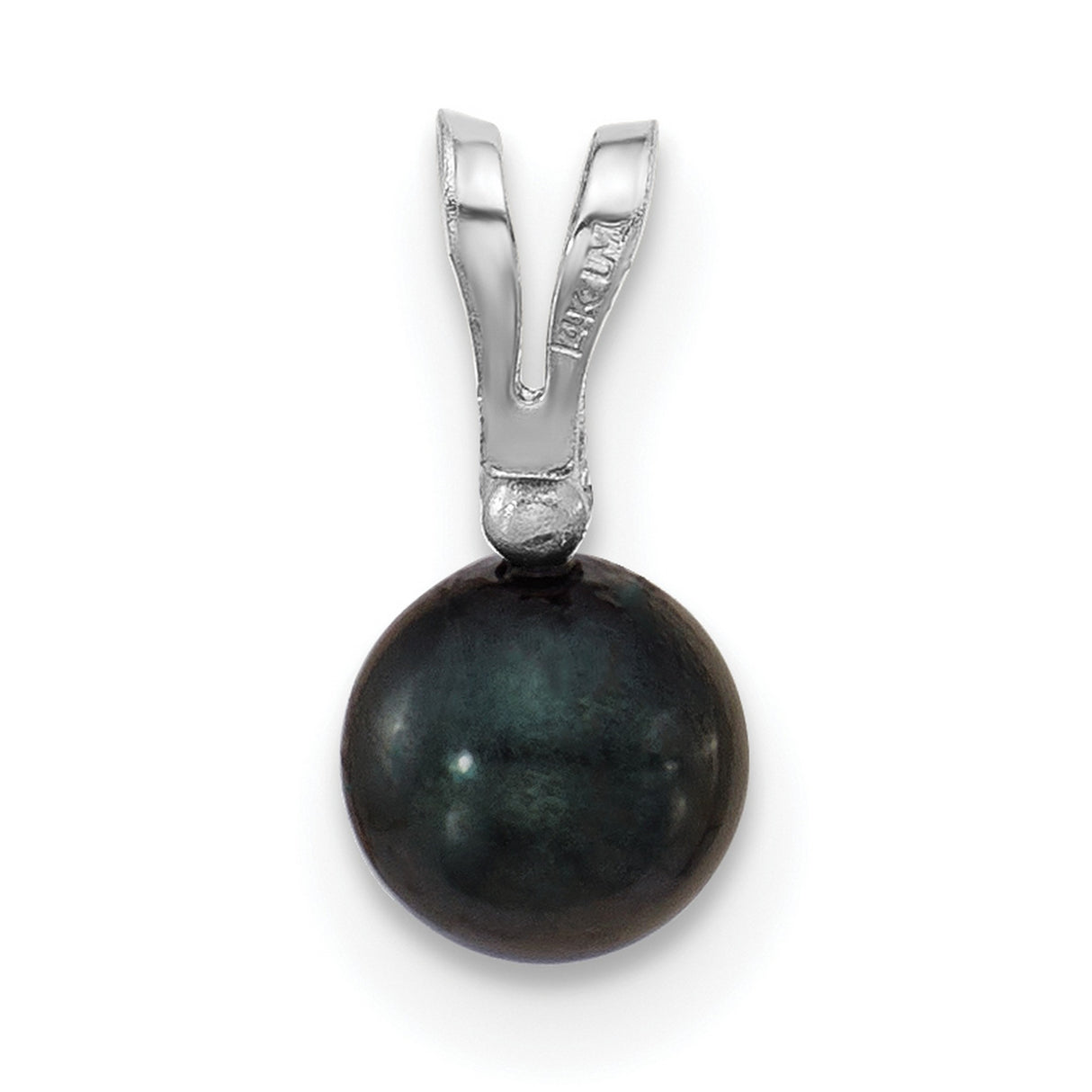 14k White Gold Pendant with Black Akoya Pearl and Diamond Accent for Women