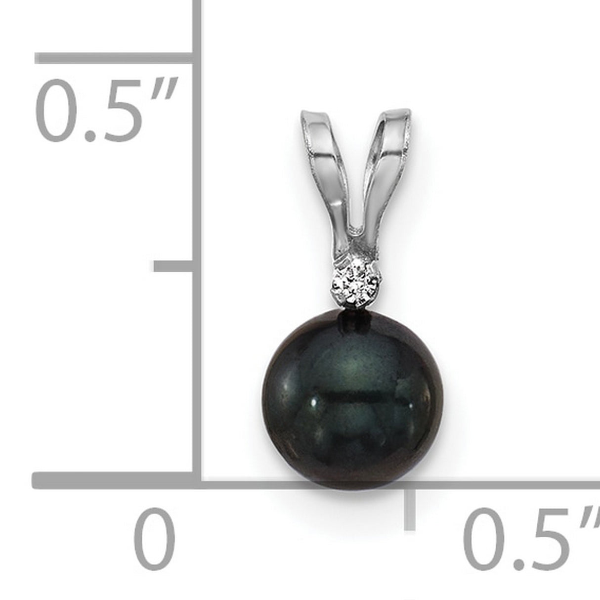 14k White Gold Pendant with Black Akoya Pearl and Diamond Accent for Women