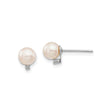 14k White Gold Pearl Stud Earrings with Diamond Accents, Minimalist Bridal Style