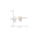 14k White Gold Stud Earrings with Cultured Pearls and Diamond Accent Dangle