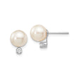 14k White Gold Stud Earrings with Cultured Akoya Pearls and Diamond Accents