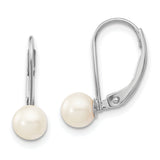 14k White Gold Leverback Earrings with Cultured Pearls, Classic Drop Style for Women