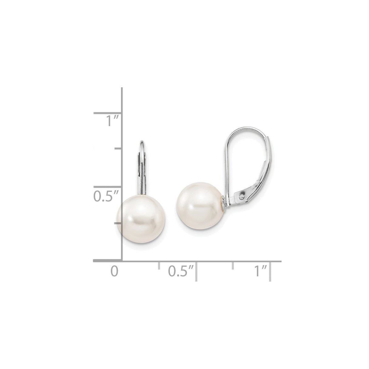 14k White Gold Drop Earrings with Cultured Pearls, Leverback Bridal Style
