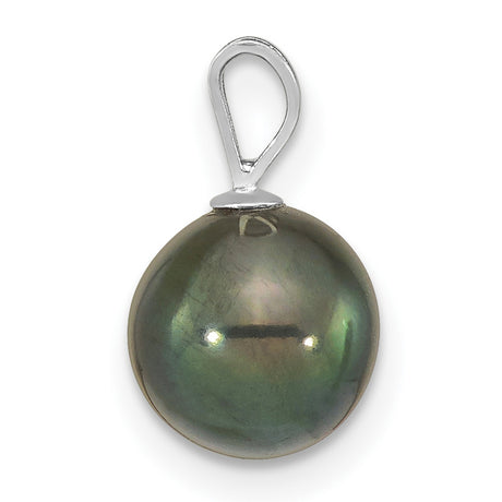 14k White Gold Pendant with Black Tahitian Pearl, Minimalist Solitaire Design for Women