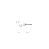 14k White Gold Pearl Stud Earrings, Classic Round Design for Women