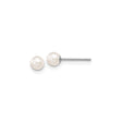 14k White Gold Pearl Stud Earrings, Classic Round Design for Women