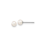 14k White Gold Pearl Stud Earrings, Classic Round Design for Women
