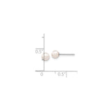 14k White Gold Pearl Stud Earrings, Classic Round Cultured Design for Women