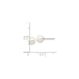 14k White Gold Stud Earrings with Round Cultured Pearl, Classic Bridal Jewelry for Women