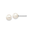 14k White Gold Stud Earrings with Round Cultured Pearl, Classic Bridal Jewelry for Women