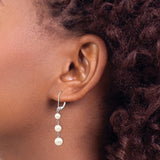 14k White Gold Dangle Earrings with Cultured Freshwater Pearls, Three-Pearl Drop Design