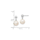 14k White Gold Drop Earrings with Cultured Pearls and Polished Ball Studs