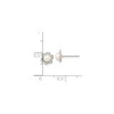 14k White Gold Flower Stud Earrings with Cultured Pearl Center, Floral Motif Jewelry for Women