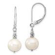 14k White Gold Dangle Earrings with Cultured Freshwater Pearls and Beaded Accents