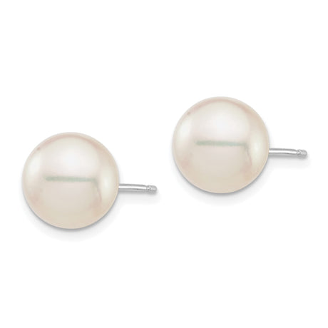 14k White Gold Pearl Stud Earrings, Classic Minimalist Bridal Jewelry for Women