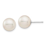 14k White Gold Pearl Stud Earrings, Classic Minimalist Bridal Jewelry for Women
