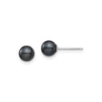 14k White Gold Stud Earrings with Round Black Akoya Pearls, Minimalist Design for Women