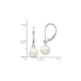 14k White Gold Dangle Earrings with Cultured Freshwater Pearls, Leverback Drop Style