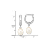 14k White Gold Dangle Earrings with Cultured Teardrop Pearls, Bridal Drop Style