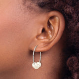 14k White Gold Hoop Earrings with Cultured Freshwater Pearls, Classic Polished Design