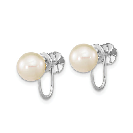 14K White Gold Clip On Pearl Earrings With Cultured Pearls