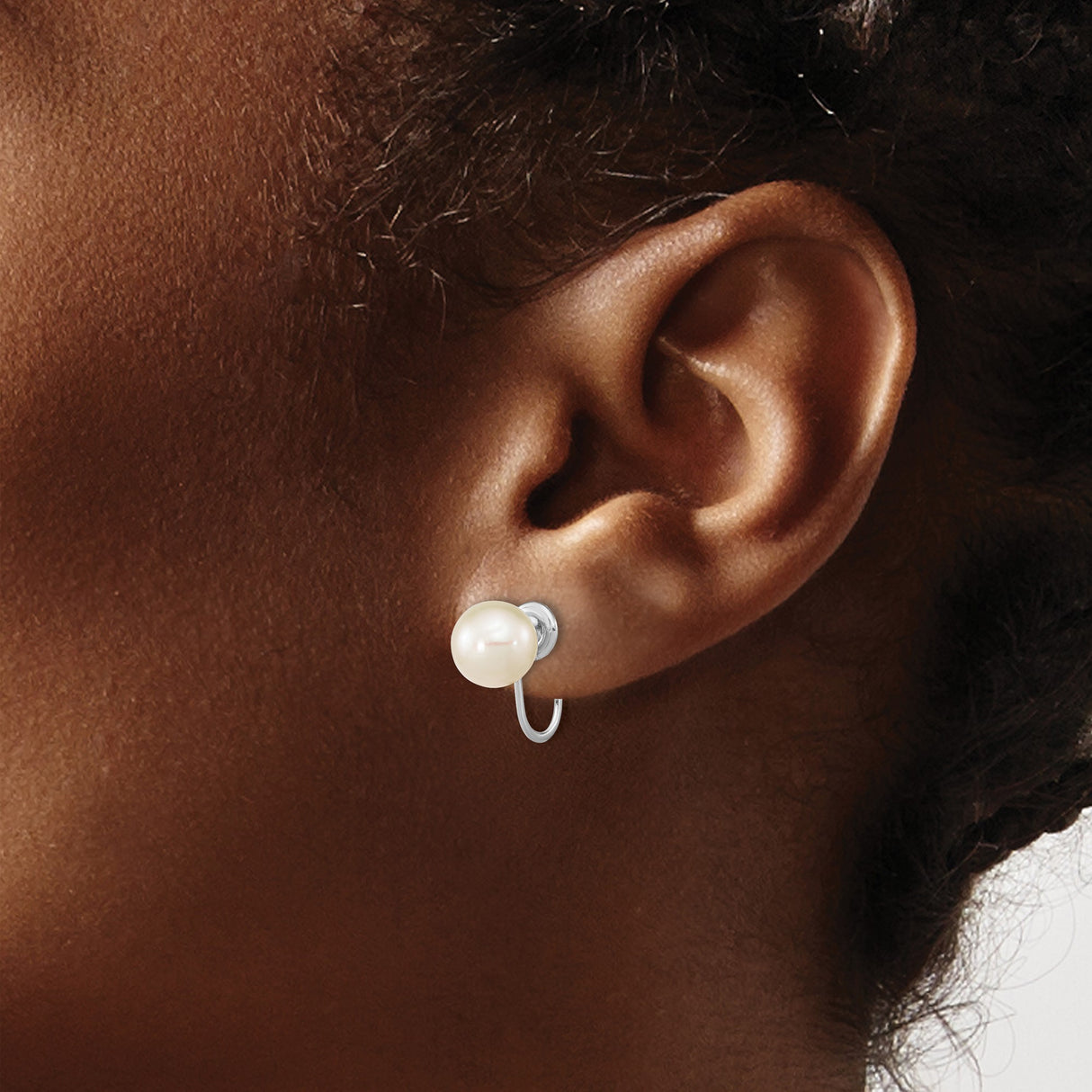 14K White Gold Clip On Pearl Earrings With Cultured Pearls