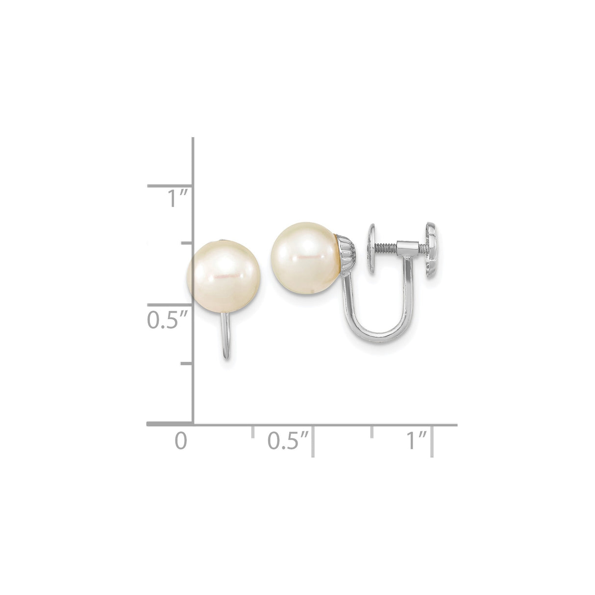 14K White Gold Clip On Pearl Earrings With Cultured Pearls