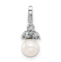 14k White Gold Angel Pendant with Natural White Pearl and Diamond Accent