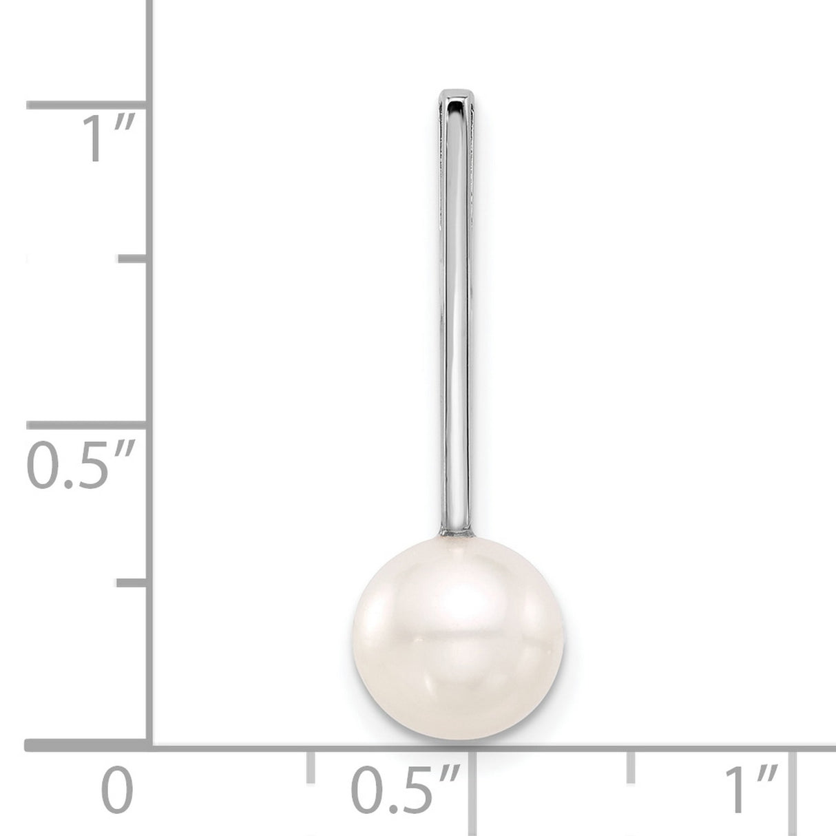 14k White Gold Pendant with Round Freshwater Pearl, Minimalist Drop Charm Design for Women
