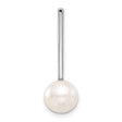 14k White Gold Pendant with Round Freshwater Pearl, Minimalist Drop Charm Design for Women