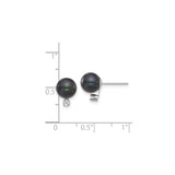 14k White Gold Stud Earrings with Black Cultured Pearls and Diamond Accent