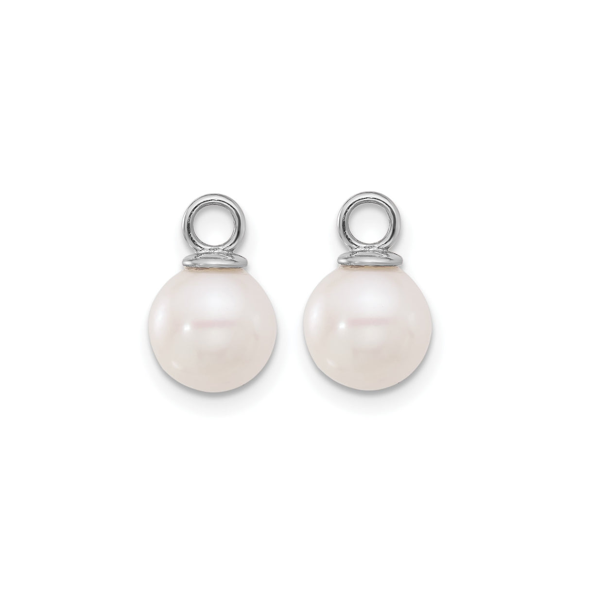 14k White Gold Hoop Earrings with Interchangeable Pearl Drops, Twisted Rope Design