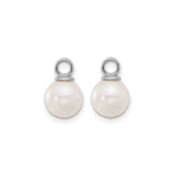 14k White Gold Hoop Earrings with Interchangeable Pearl Drops, Twisted Rope Design