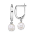 14k White Gold Dangle Earrings with White Freshwater Cultured Pearls, Drop Design
