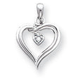 AA Diamond heart Charm Pendant in Real 14k White Gold