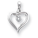 AA Diamond heart Charm Pendant in Real 14k White Gold
