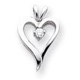 AA Diamond Heart Charm Pendant in Real 14k White Gold