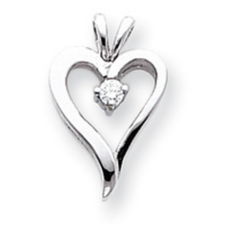 AA Diamond Heart Charm Pendant in Real 14k White Gold