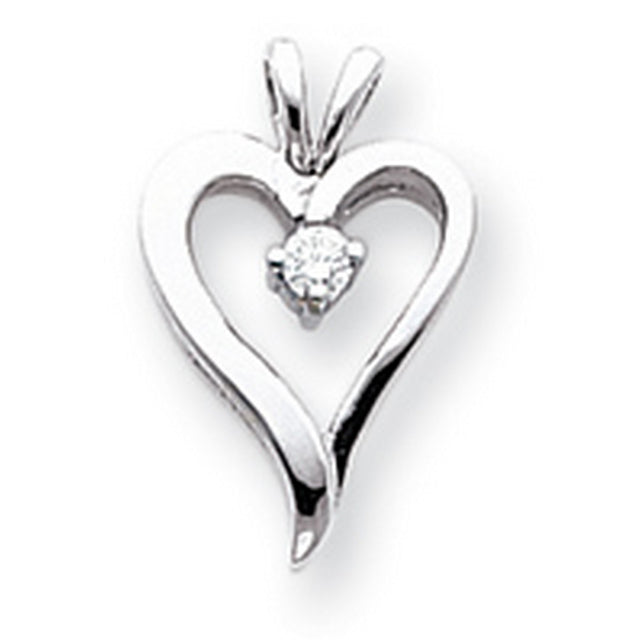 AA Diamond Heart Charm Pendant in Real 14k White Gold