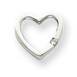 AA Diamond Heart Chain Slide Charm Pendant in Real 14k White Gold