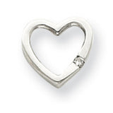 AA Diamond Heart Chain Slide Charm Pendant in Real 14k White Gold