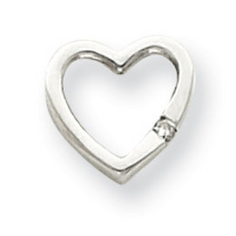 AA Diamond Heart Chain Slide Charm Pendant in Real 14k White Gold