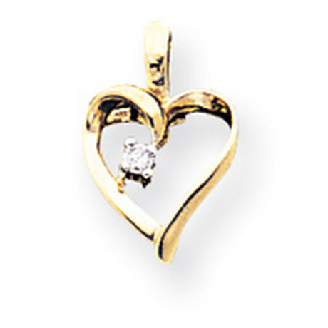 AA Diamond heart Charm Pendant in Real 14k Yellow Gold