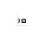14k White Gold Square Charm Bead with Black Diamond, Cutout Center and Geometric Gothic Design