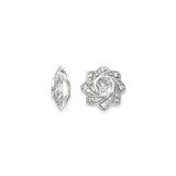 14k White Gold Diamond Earring Jackets, Floral Layered Petal Design Enhancers