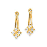 14k Yellow Gold Diamond Cross Pendant with Floral Dangle Design for Women